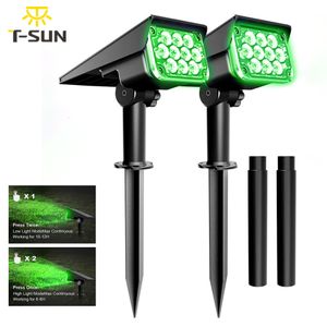 Tuindecoraties T-SUN Verstelbare Solar Spotlight Solar Garden Light IP65 Zonne-energie Groen Licht Voor Yard Path Tree Decor Solar Light Outdoor 230617