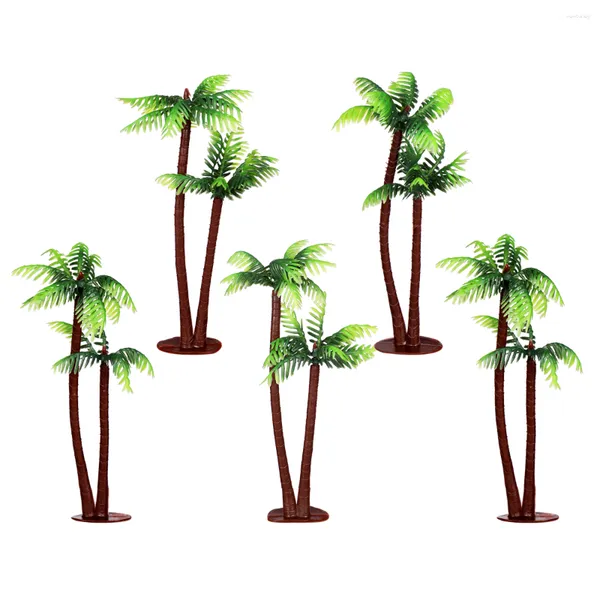 Decoraciones de jardín Tinksky 5 unids Plástico Coco Palm Tree Miniatura Macetas Bonsai Craft Micro Paisaje DIY Decoración