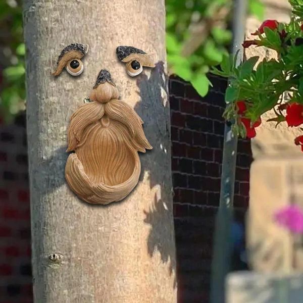 Décorations de jardin Tree Face Bird Feeder Ornement Hugger Sculpture pour pelouse Patio extérieur