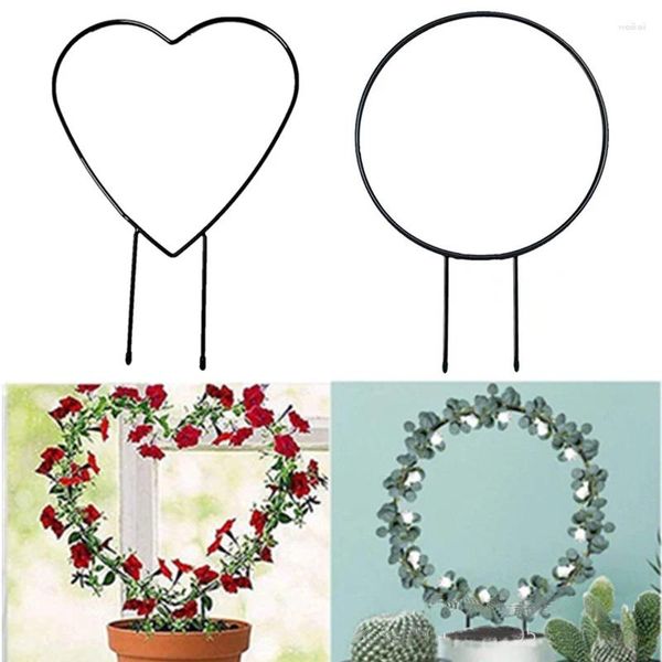 Décorations de jardin Treillis Heart Round Iron Plant Patio Treillis en fil métallique Panneaux de grille Plantes en pot de petite et moyenne taille