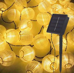 Tuindecoraties Waterdichte lantaarn Solar String Fairy Lights 65m 30 LED Outdoor Garland Patio Licht Powerlamp Kerstmis voor Decor 221202