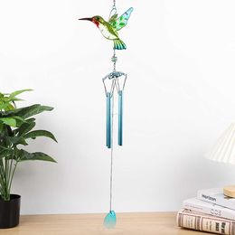 Décorations de jardin carillon éolien colibris libellules artisanat peint en verre pendentifs suspendus cloche tuyau en aluminium décorations suspendues de cour de maison