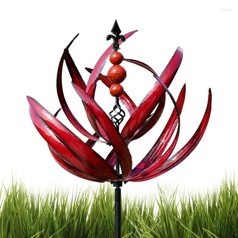 Garden Decorations Wind Spinners Outdoor UV Resistant 360 Degree Rotatable Lotus Display Art For Sidewalks Paths Patio