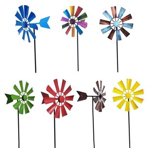 Tuindecoraties Smeedijzeren roterende windmolen metalen windspinner landschap ornament voor buiten binnenplaats tuin gazon pinwheel decor 230518