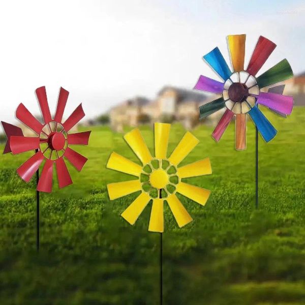 Décorations de jardin en fer forgé rotatif moulin à vent vent Spinner paysage ornement pour cour extérieure cour pelouse Pinwheel décor fournitures