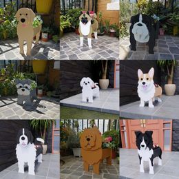 Tuin Bloem Pot Dog Planter Schnauzer Bulldog Poedel Corgi Yorkshire Potten DIY PVC Home Decor 220318