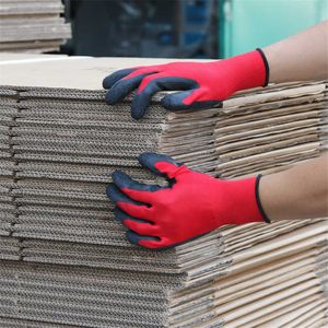 Tuinhandschoenen beschermen zwart latex polyester werk anti-slip ademende duurzame rubberen magazijnindustrie werken