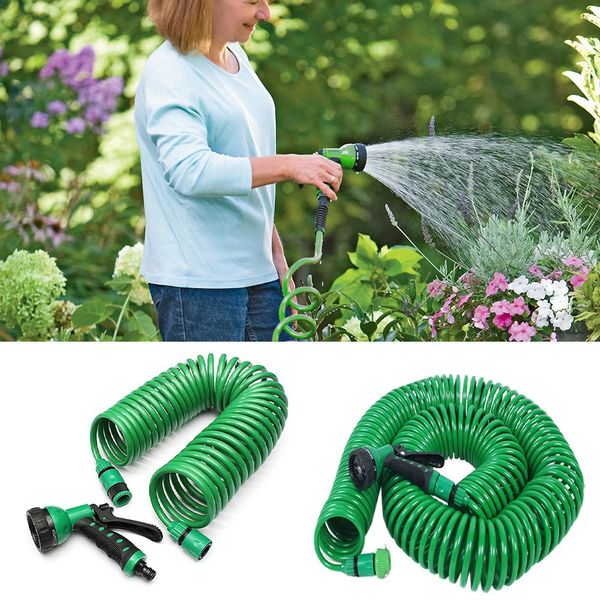 Tuyaux d'arrosage 25FT-99FT tuyau d'arrosage tuyau d'eau de source télescopique tuyaux en plastique pistolet à eau de lavage de voiture pulvérisateur de jardin arrosage outils d'irrigation 231206