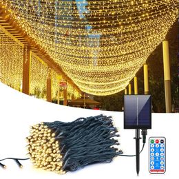 Gardenlicht Waterdichte buiten 10m -100m LED Solar String Decor Holiday Patio Landschap Wedding Party Kerstmis LAWS LAMPEN