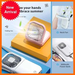 Garden Nieuwe Xiaomi draagbare airconditioner hangende nekventilator met 3000 mAh Power Bank Mini Folding USB handheld bureau luchtkoeler ventilator