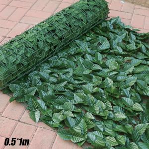 Garden Plant Fence Artificial Faux Green Leaf Infidentialité Panneaux d'écran rotin extérieur Haid Garden Home Decora 0,5x1M