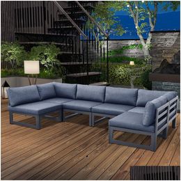 Tuinsets 6-delige patio sectionele bankstel met grijs kussen Outdoor Drop Delivery meubelen Ot57A