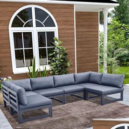 Garden sets 6 -delige patio sectionele bank set met grijs kussen buiten drop levering thuismeubilair otcpr