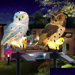 Ensembles de jardin Hibou Lumière Solaire Avec Panneau LED Faux Étanche IP65 Extérieur Alimenté Chemin Pelouse Lampes Décor T200117273R Livraison Directe Dhkhs