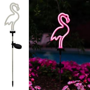 Garten Solar Licht Flamingo Form Neon Haufen Ornament Lampe für Innenhof draußen