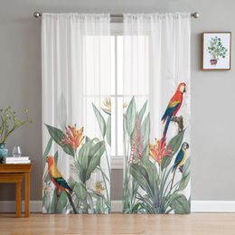 Tuin Stijl Tropische Planten Bloemen Voile Vitrages Woonkamer Tule Gordijn Slaapkamer Gordijnen Home Decor 231227