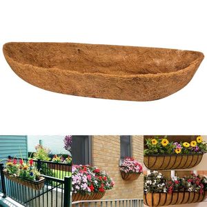 Fournitures de jardin Autres Doublure de remplacement en fibre de coco naturelle demi-lune de 24 pouces pour planteurs Pot de plantation Fenêtre Fleur