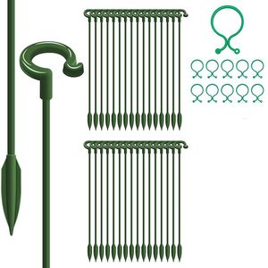 Garden Supplies Other 30Pcs Single Stem Plant Support Stake With 20 Pcs Cage Rings Flower Stakes For Tomatoes