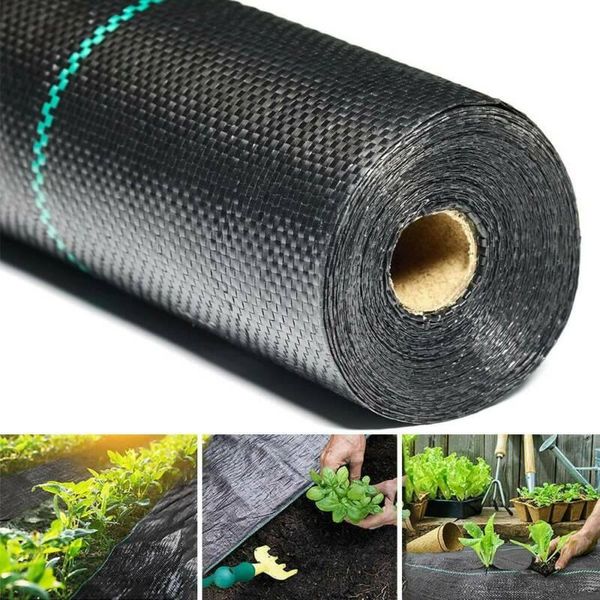 Fournitures de jardin, autre barrière agricole, tissu de paysage, couverture de sol, tapis de culture de plantes en plastique, tissu de soins, PP noir, largeurs de 1 à 2 m