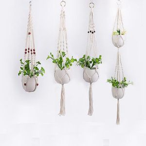 Suministros de jardín, macramé hecho a mano, cestas colgantes para plantas, soporte para maceta, colgador de decoración de pared para balcón y patio