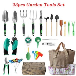 Ensemble d'outils de jardinage 23pcs Cadeaux de jardinage pour les femmes Le kit de jardinage comprend une pelle de jardin, une pelle à main et tous les autres outils à main de jardinage