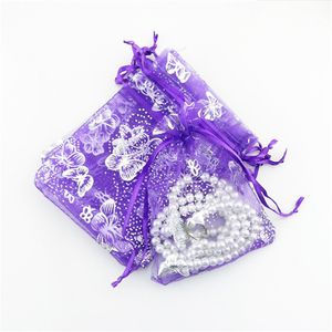 100 stks / partij organza tassen met trekkoord voor ringen oorbellen tas bruiloft baby shower verjaardag kerstcadeau pakket