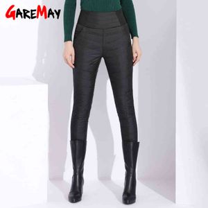 Garemay warme broek voor vrouwen klassieke broek vrouwelijke plus size vrouwen herfst winter witte eendendons met hoge taille zwart 211124
