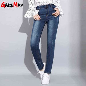 Garemay Dames Blue Jeans Stretch Classics Denim Pants Mom High Taille Skinny Ladies Casual For 2111129