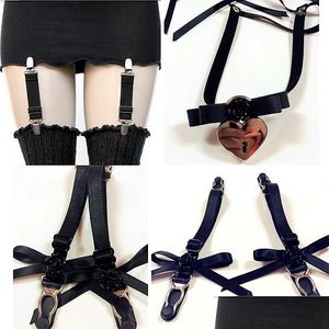 Jarretières 1 Lot 10 Paires Mode Sexy Harajuku Ceinture À La Main Punk Rock Métal Clip Élastique Jambe Bowknot Bas Jarretelles Drop Delivery Dhm5H