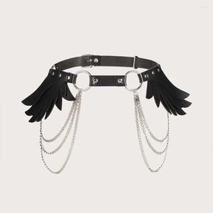 Jarretières de Bondage pour femmes, mode ange, ceinture en chaîne en cuir, accessoires de Lingerie réglables à la main, jarretelles Punk, Costume fétichiste