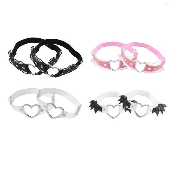 Ligas Ligas Hollow Heart Cuero Pierna Liga Anti Slip Anillo Arnés Mujer Chica Ajustable Punk Rock Muslo Ropa Ropa Interior Mujer Dhytf