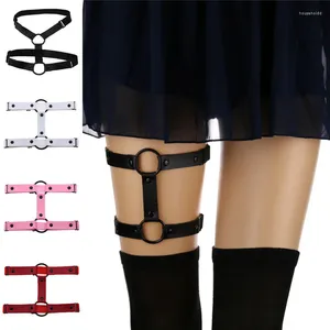 Ligas góticas Punk Liga de cuero redonda chica negro Grunge pierna joyería correas muslo arnés cuerpo Bondage accesorios cinturón