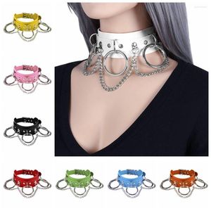 Kouseneringen riem punk dames pu lederen nek metalen ketting kraag ronde gotische choker Harajuku kettingen sieraden voor meisjesfeestcadeaus