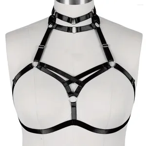 Arnés de ligas para mujeres tetonas Moda Lencería de gran tamaño Accesorios para el cuello Halter Jaula Sujetador Festival Rave Wear Disfraz Bralette Corsé