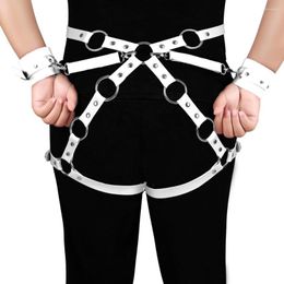 Kousenbanden Harnas Voor Vrouwen Jarretellegordel Kousen Erotische Ondergoed Sexy Lingerie Bondage Lederen Beenband Jarretel Handboeien Accessoires