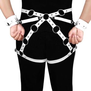 Jarretières Harnais Pour Femmes Porte-Jarretelles Bas Sous-Vêtements Érotiques Lingerie Sexy Bondage Sangle De Jambe En Cuir Jarretelles Menottes Access192B