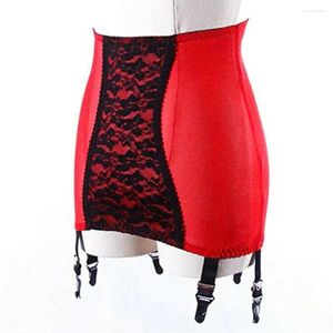 Jarretels Rode Vintage Gordel Kant Jarretellegordel Plus Size Dames Sexy Zwarte Jarretel Met 6 Bandjes Metalen Clip Voor Kousen Lingerie