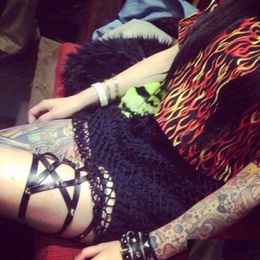 Garters Sexy Rock Rivet Stud Leg Ring Pentagram Verstelbare Lederen Harnas Jarretellegordel Gothic Dij Voor Vrouwen Will And Sandy Gift Dr Dhou6