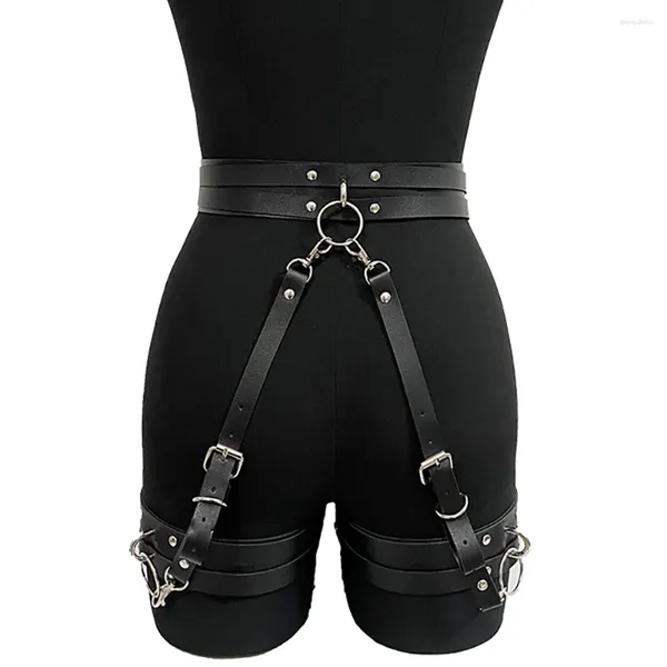 Ligas sexy muslo liguero cinturón pierna arnés lencería de cuero para mujeres cuerpo bondage festival traje gótico fetiche ropa