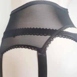 Ligas para mujer, 6 correas, liguero, malla Sexy transparente, ropa interior sexual de alta elasticidad para medias, lencería, tirantes