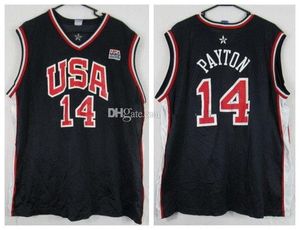 Gary Payton #14 Equipo USA Retro Jersey Jersey Men's Ed Custom Número Nombre Jerseys