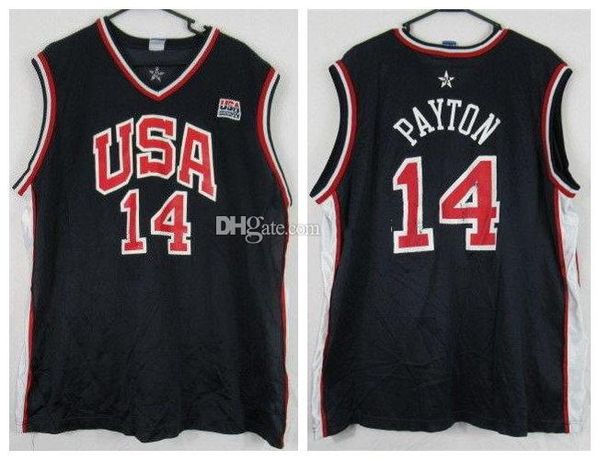 Gary Payton # 14 Team USA Retro Basketball Jersey Men's Ed Custom Nust Nom Nom Jerseys