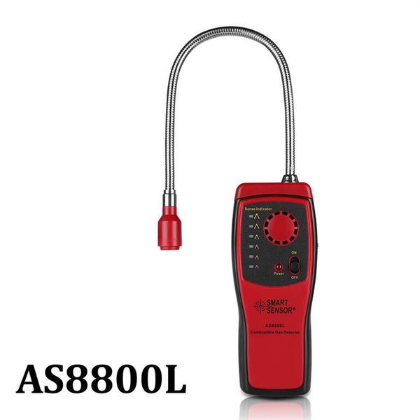 Analizador de gas, puerto detector de gas combustible, ubicación de fuga de gas natural inflamable, determinar el medidor, probador, alarma de luz de sonido AS8800L2330