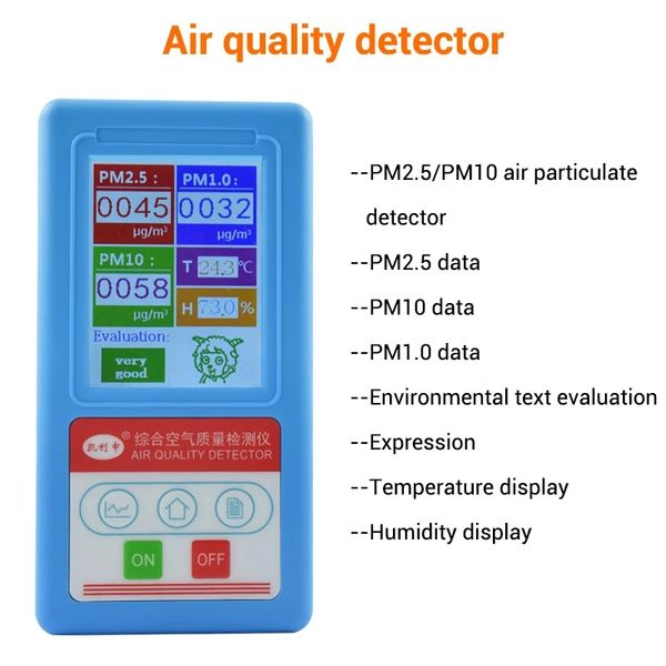 Analizador de Gas Detector de formaldehído láser PM2.5 PM1.0 PM10 contador TVOC Monitor de calidad del aire medidor batería recargable