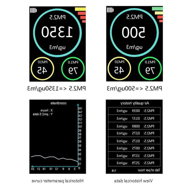 FreeShippingGas Analizador Detector de gas PM25 PM10 PM10 Detectores de partículas de neblina Detector de monitor de calidad del aire Pantalla a color TFT Hogar El O Hmdc