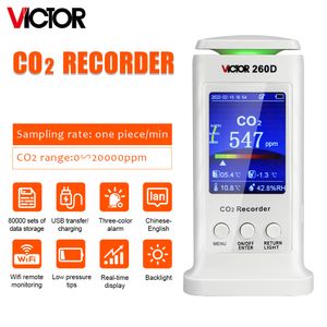 Gasanalysatoren Victor 260D CO2 Recoder met USB Transfer Multi-Scene Applications Library Shopping Mall Hospital Planting Greenhouse Family School