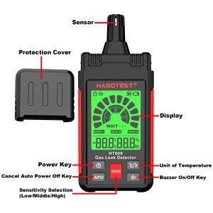 Détecteur de fuite de gaz Alarme d'écran sonore avec LCD Affichage du détecteur de gaz combustible HT609 HT609
