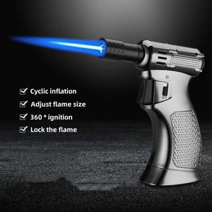 Gas Aansteker Winddicht BBQ Keuken Koken Jet Torch Turbine Hoge Capaciteit Spuitpistool Sieraden Metalen Lassen Geschenken E0FN