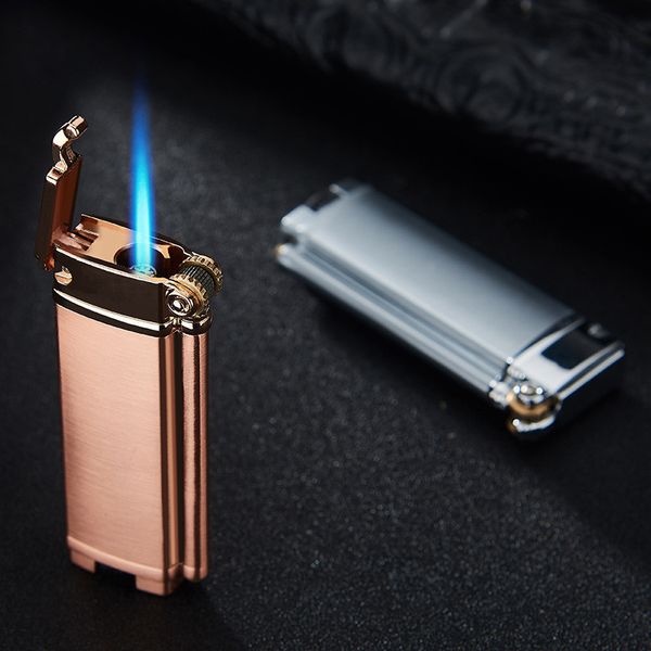 Encendedores de gases a prueba de viento Blue Flame Cigar Creative Metal más ligero Regalos Accesorios para fumar más ligero Torcha