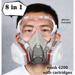 Gas Mask Respirator 6200 Rubber Fabric with Cartridge Painting Spray Protective Glasses Chemical Industry Decoration Protection